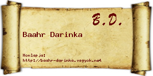 Baahr Darinka névjegykártya